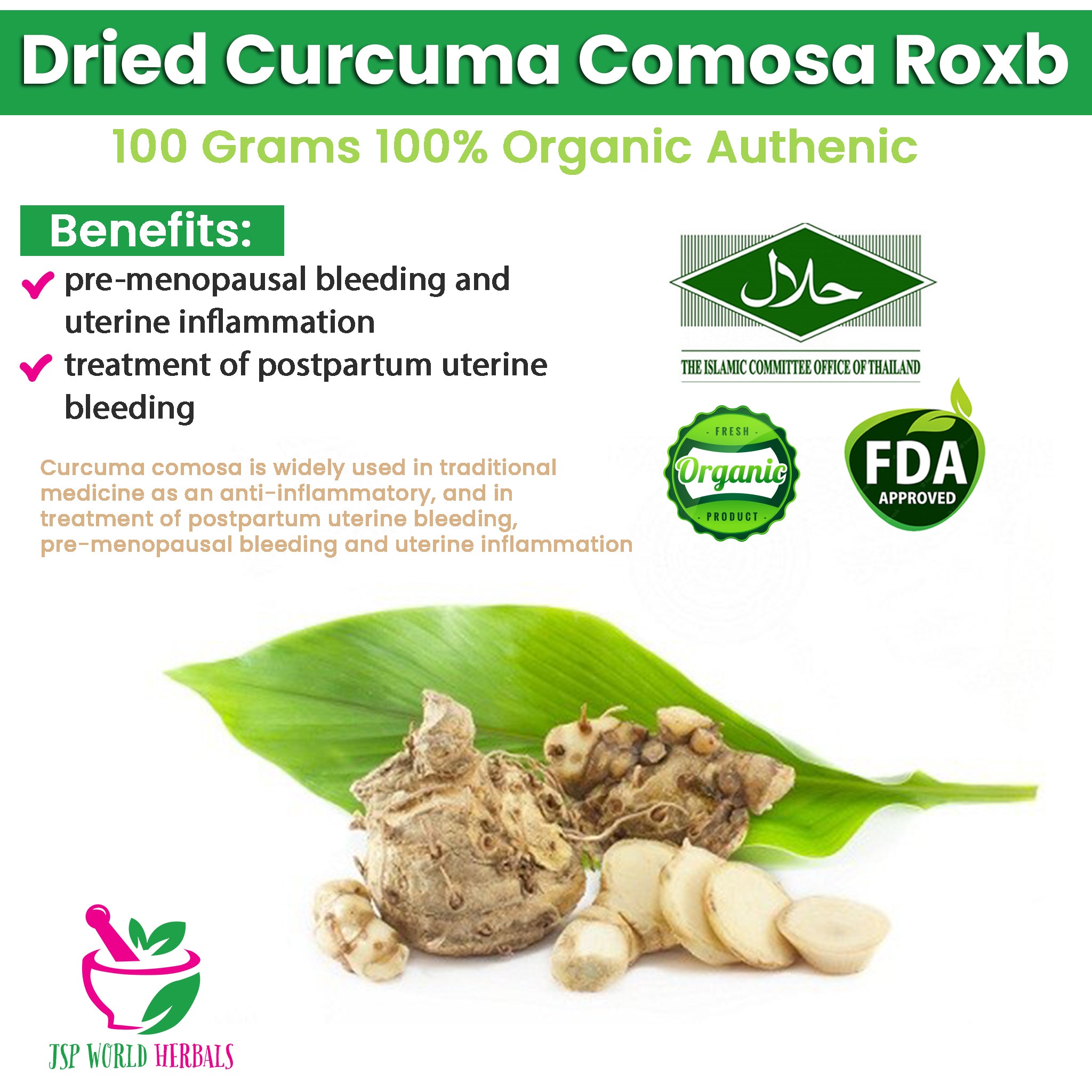 Dried Curcuma comosa Roxb