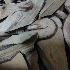 Close-up of a pile of wooden chips or slices.