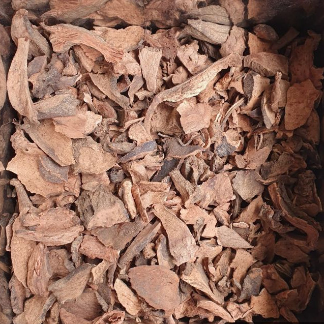 Close-up of dried herbs or roots with a blurred background