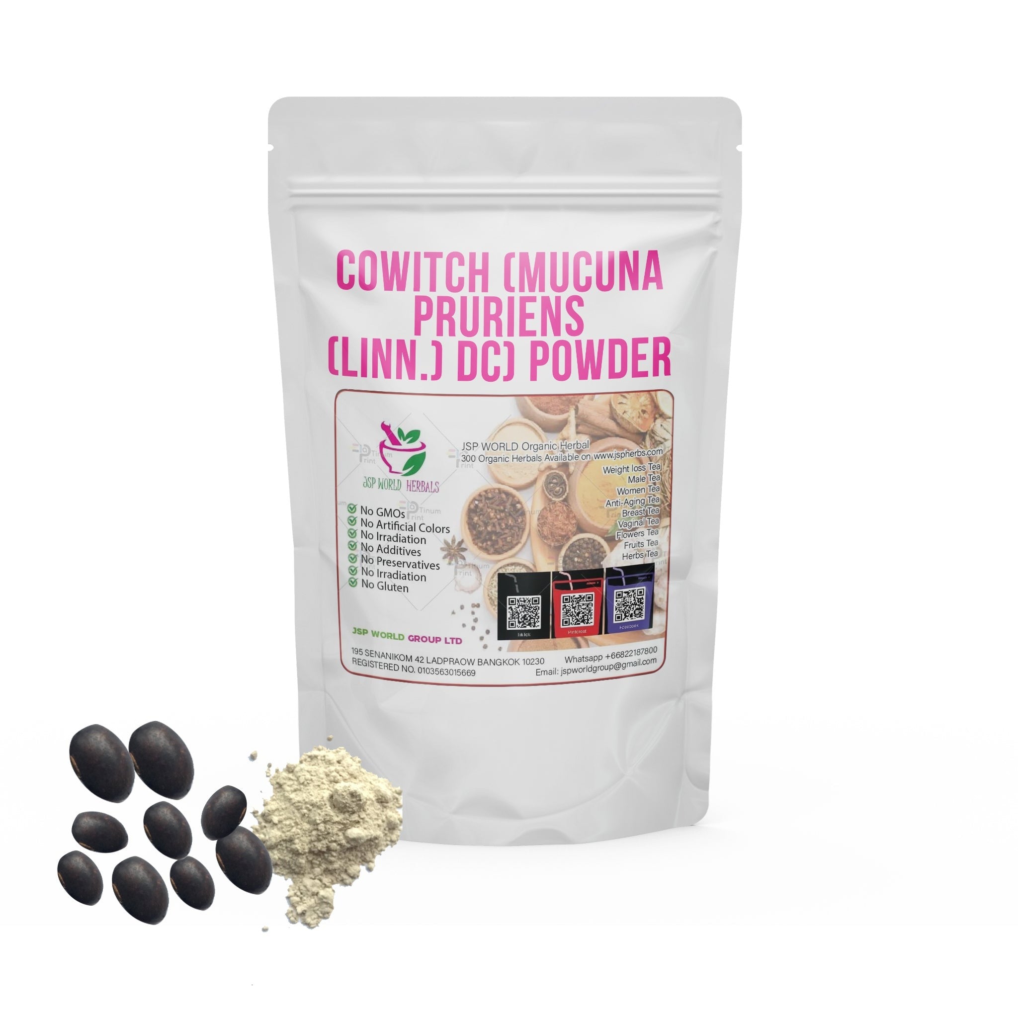 Cowitch Mucuna pruriens Linn. DC Powder 100g. packaging