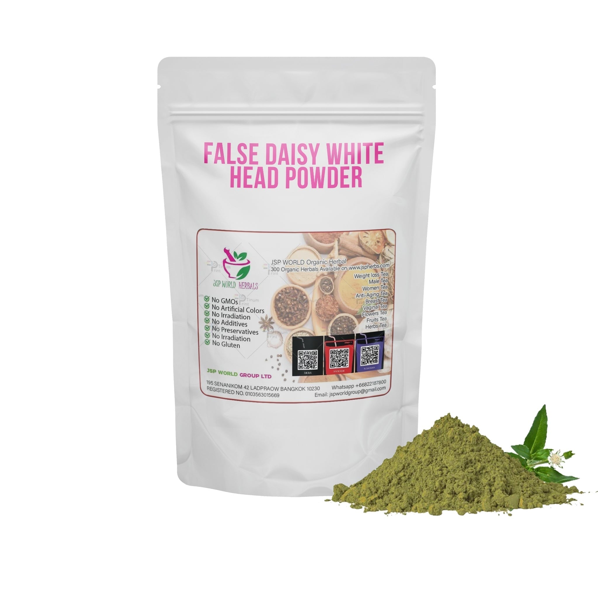 False Daisy White Head Powder 100g packaging