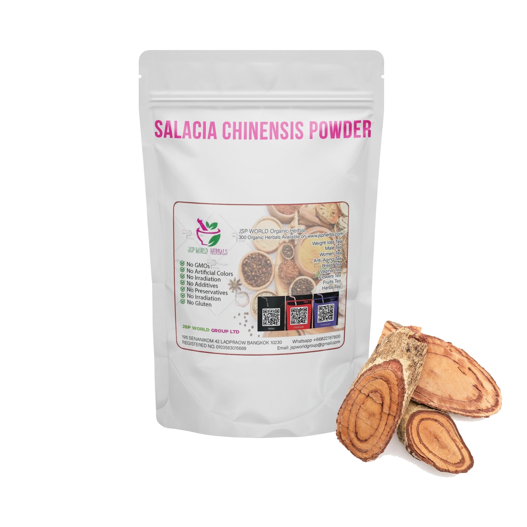 Salacia Chinensis Powder 100g. Kamphaeng Chet Chan packaging