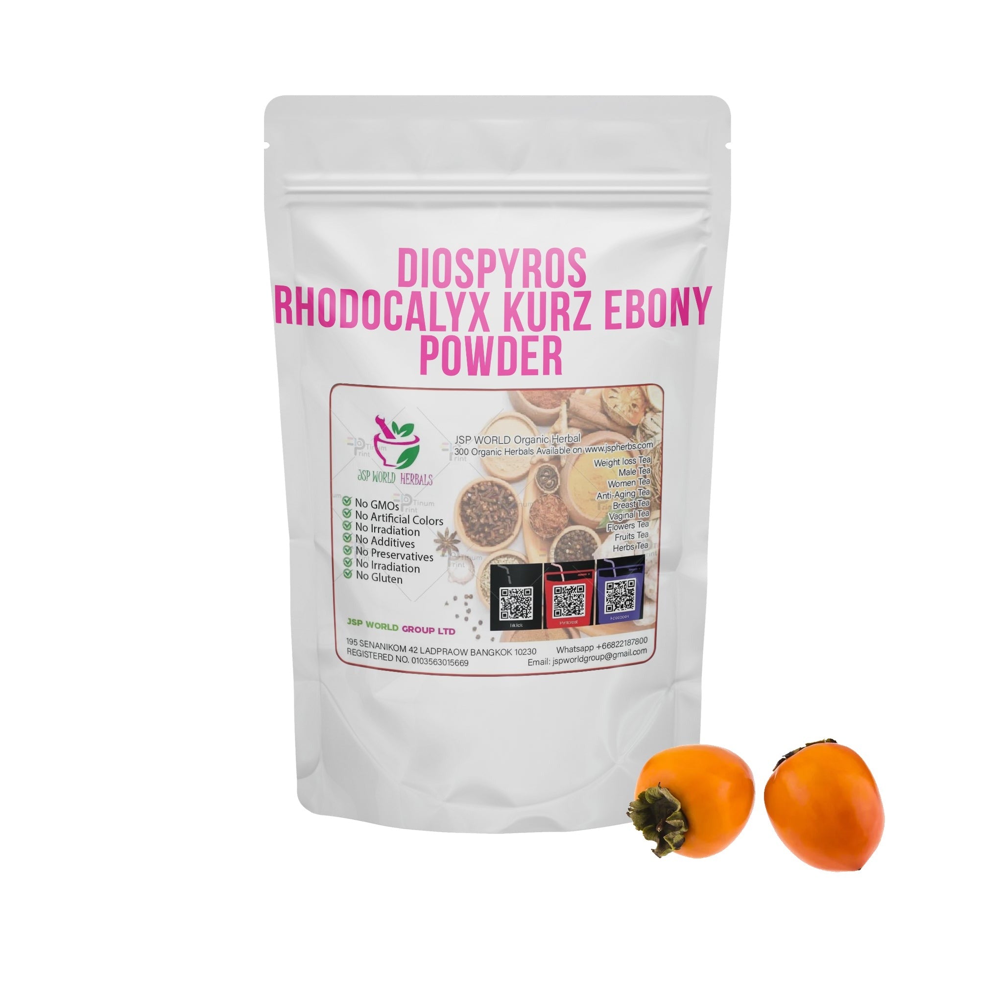 Diospyros rhodocalyx Kurz Ebony Powder 100g. Tako-na or Ebony packaging
