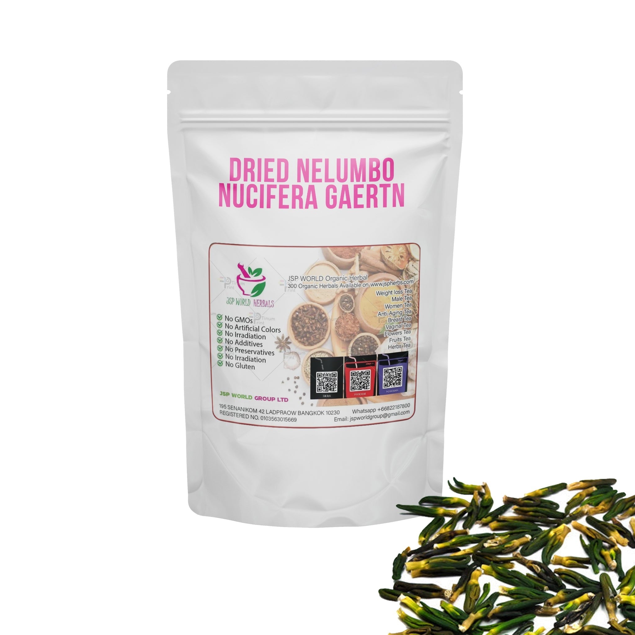 Dried Nelumbo nucifera Gaertn 100g. Sacred Lotus packaging