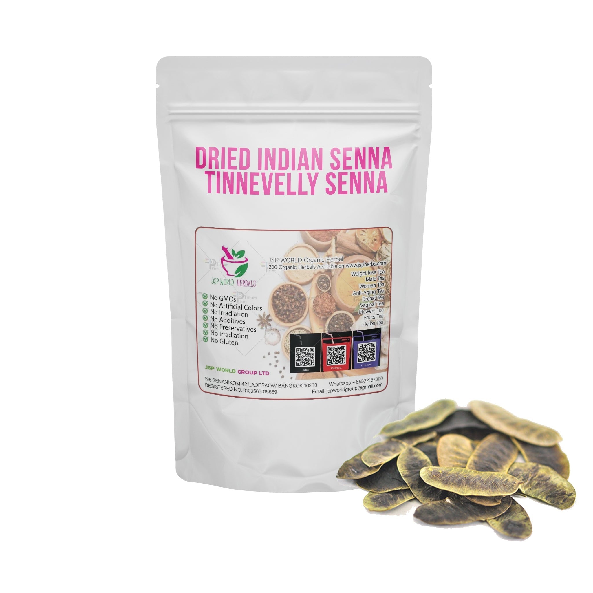 Dried Indian Senna Pods 100g. Senna alexandrina or Cassia angustifolia packaging