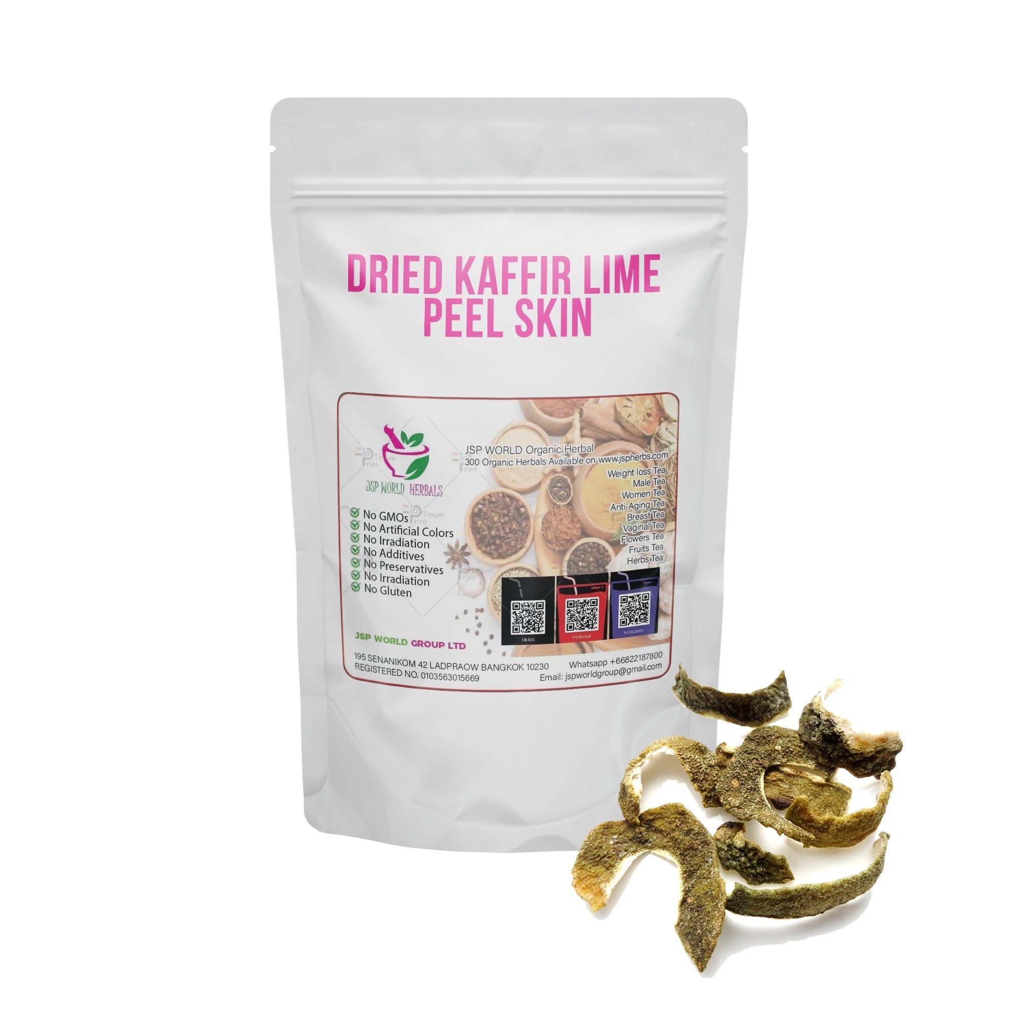 Dried Kaffir Lime Peel Skin 100g. packaging