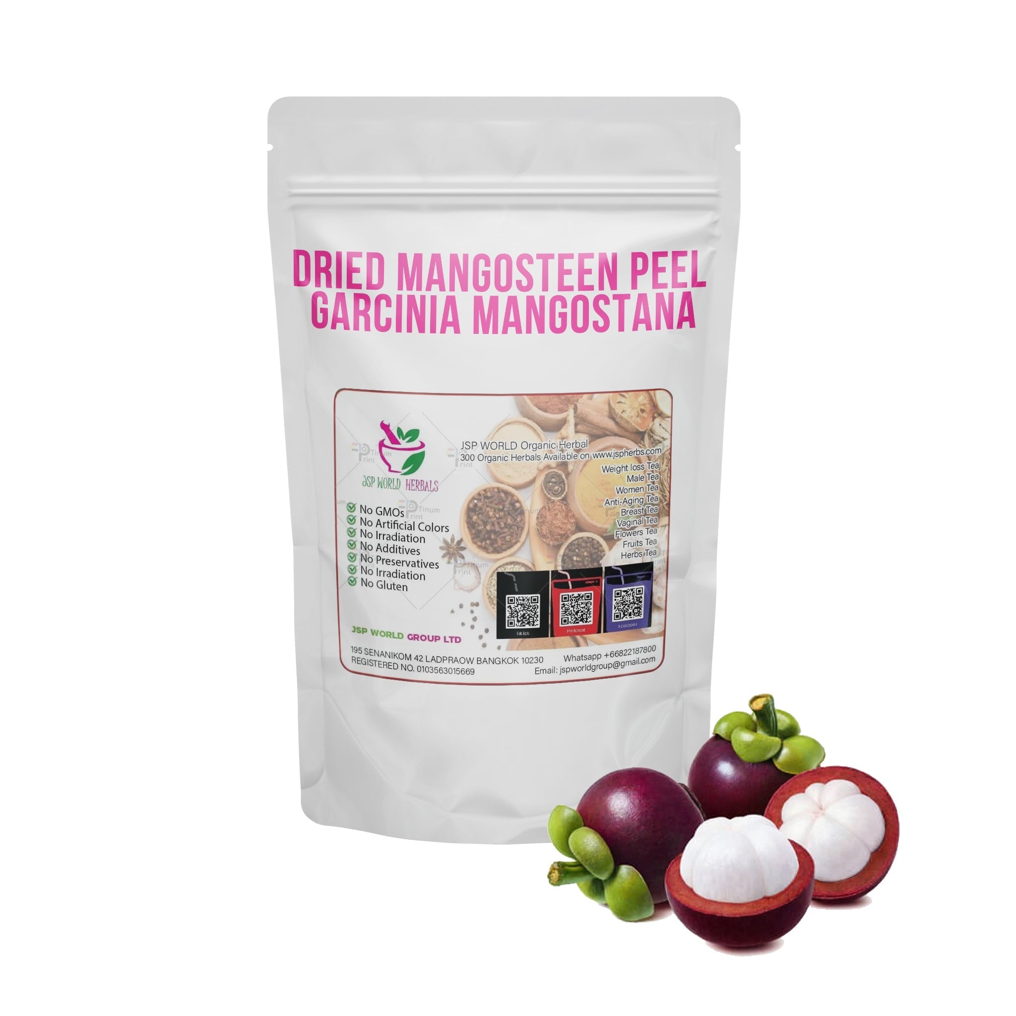 Dried Thai Mangosteen Peel Garcinia mangostana 100g. packaging