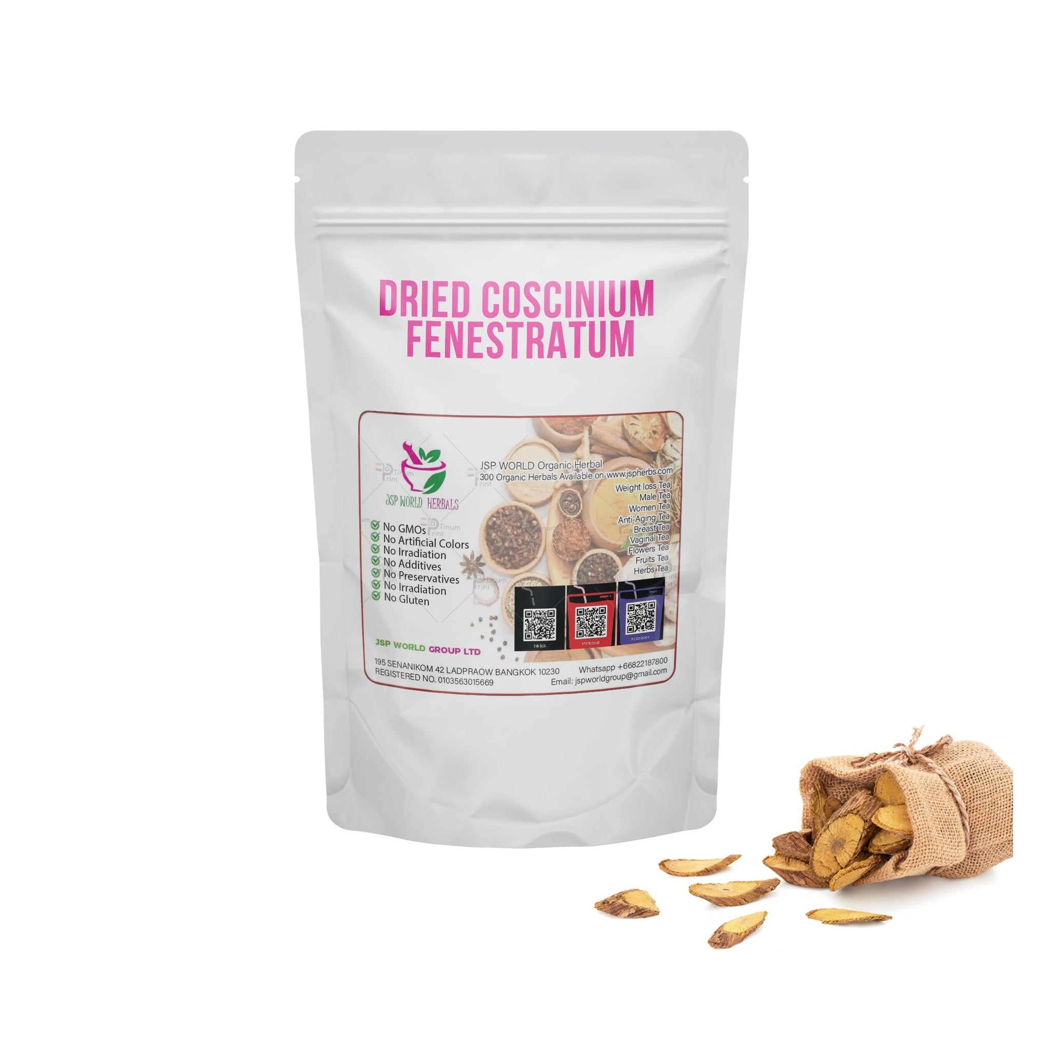 Dried Coscinium Fenestratum 100g. Venivel Tree Turmeric or Calumba Wood packaging