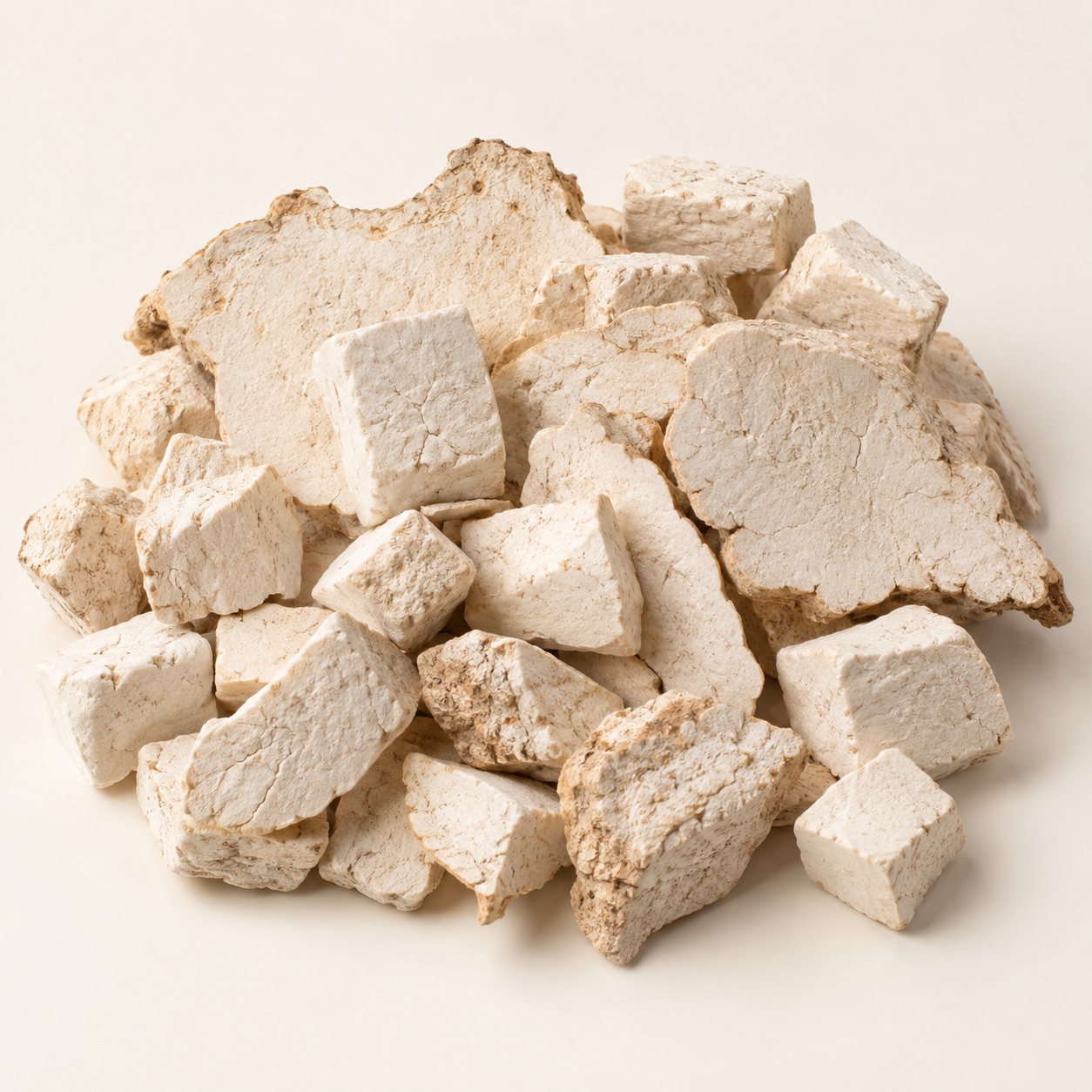 Dried Poria cocos Fuling fungal material, studio product image