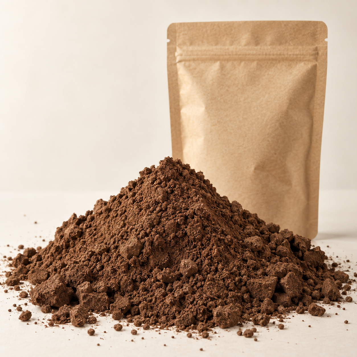 Aleppo oak gall powder with plain kraft pouch, product image