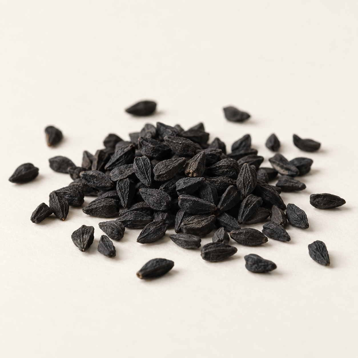 Black cumin seeds, side-angle product image