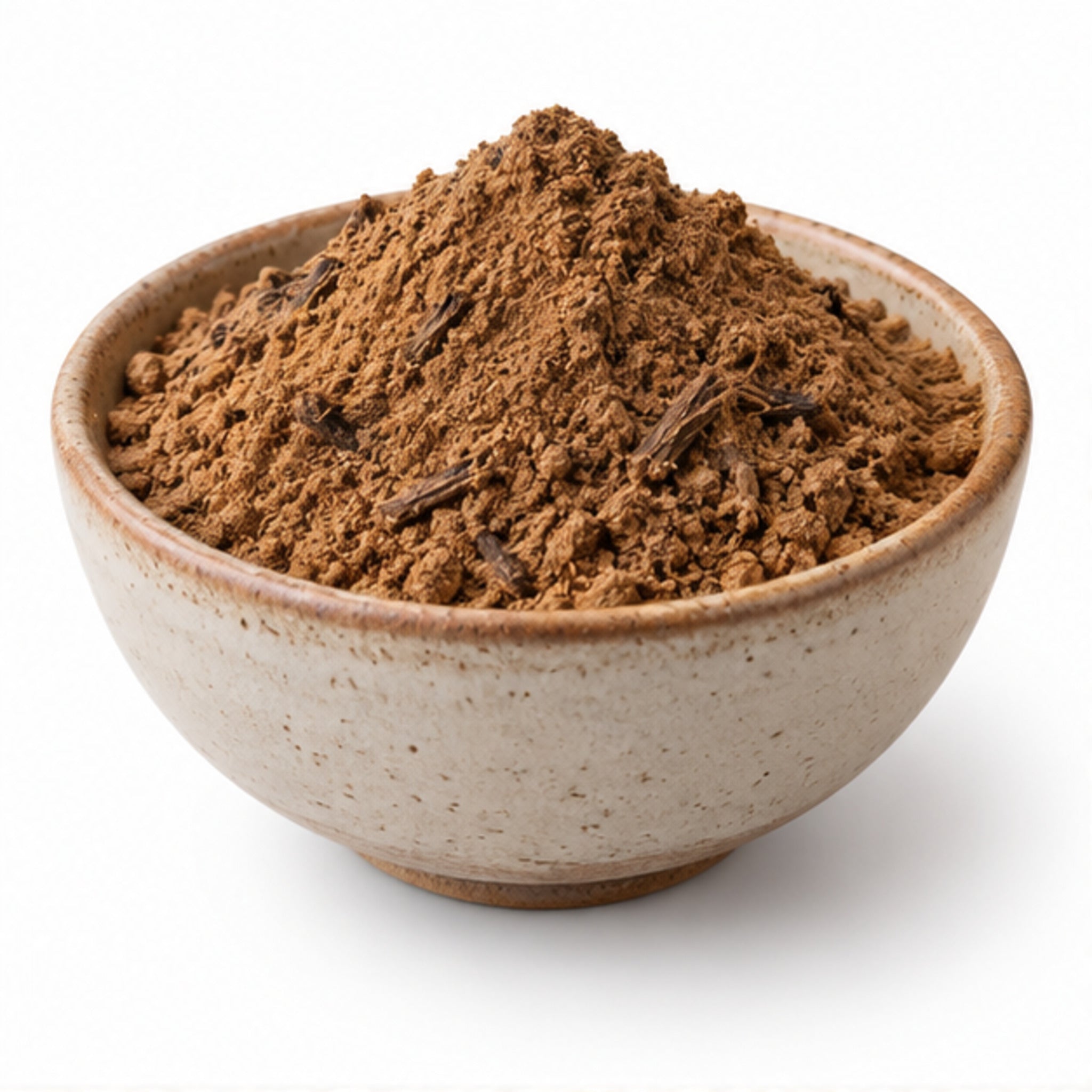 Molineria latifolia powder in a ceramic bowl