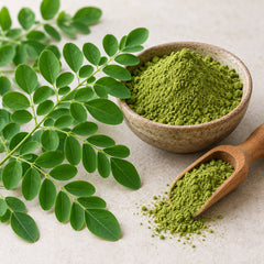 Moringa oleifera leaves with leaf powder