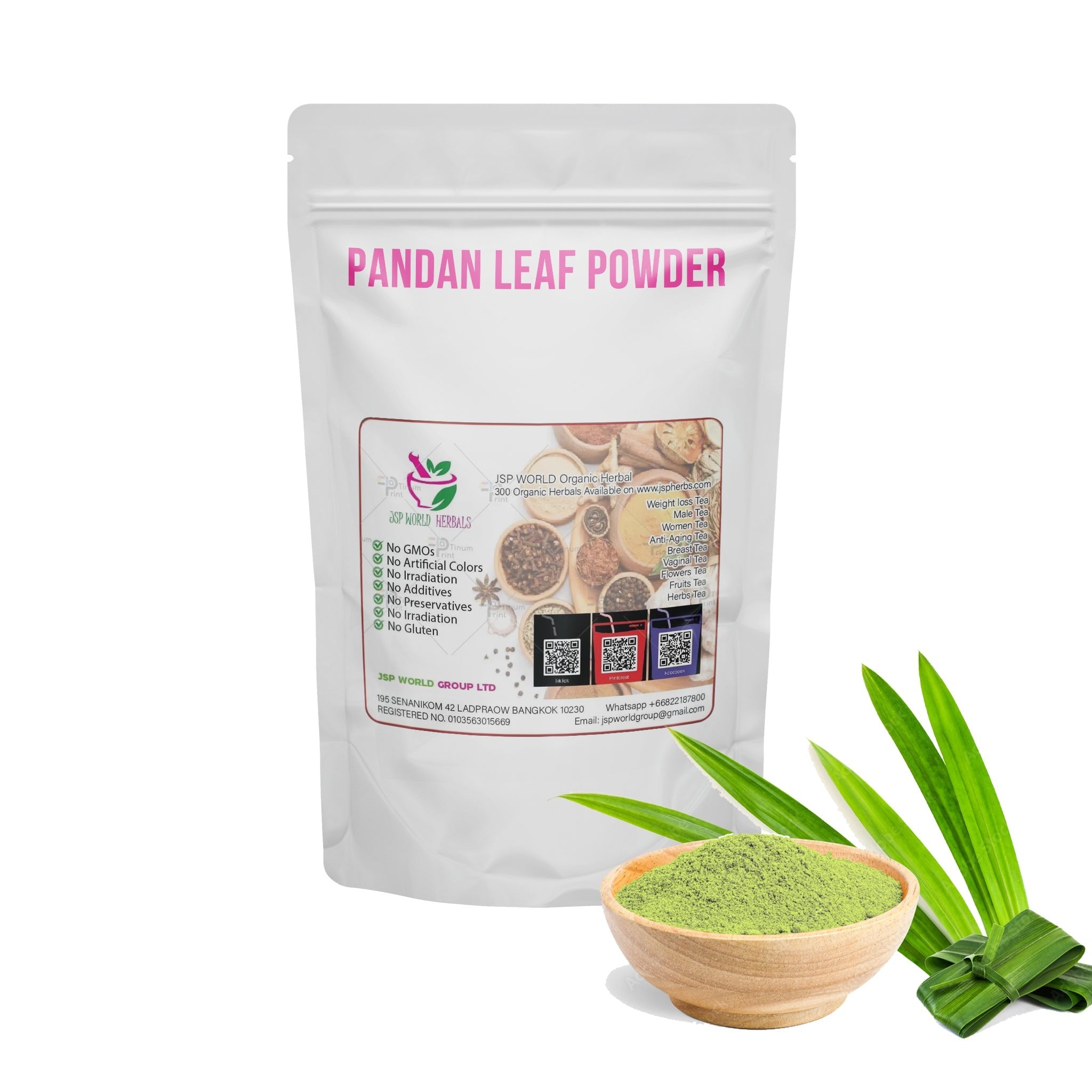 Pandan Leaves Powder 100g. Pandanus amaryllifolius packaging