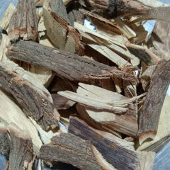 Wood chips or shavings on a metallic surface