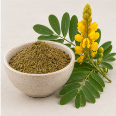 Senna alata leaf powder with botanical material