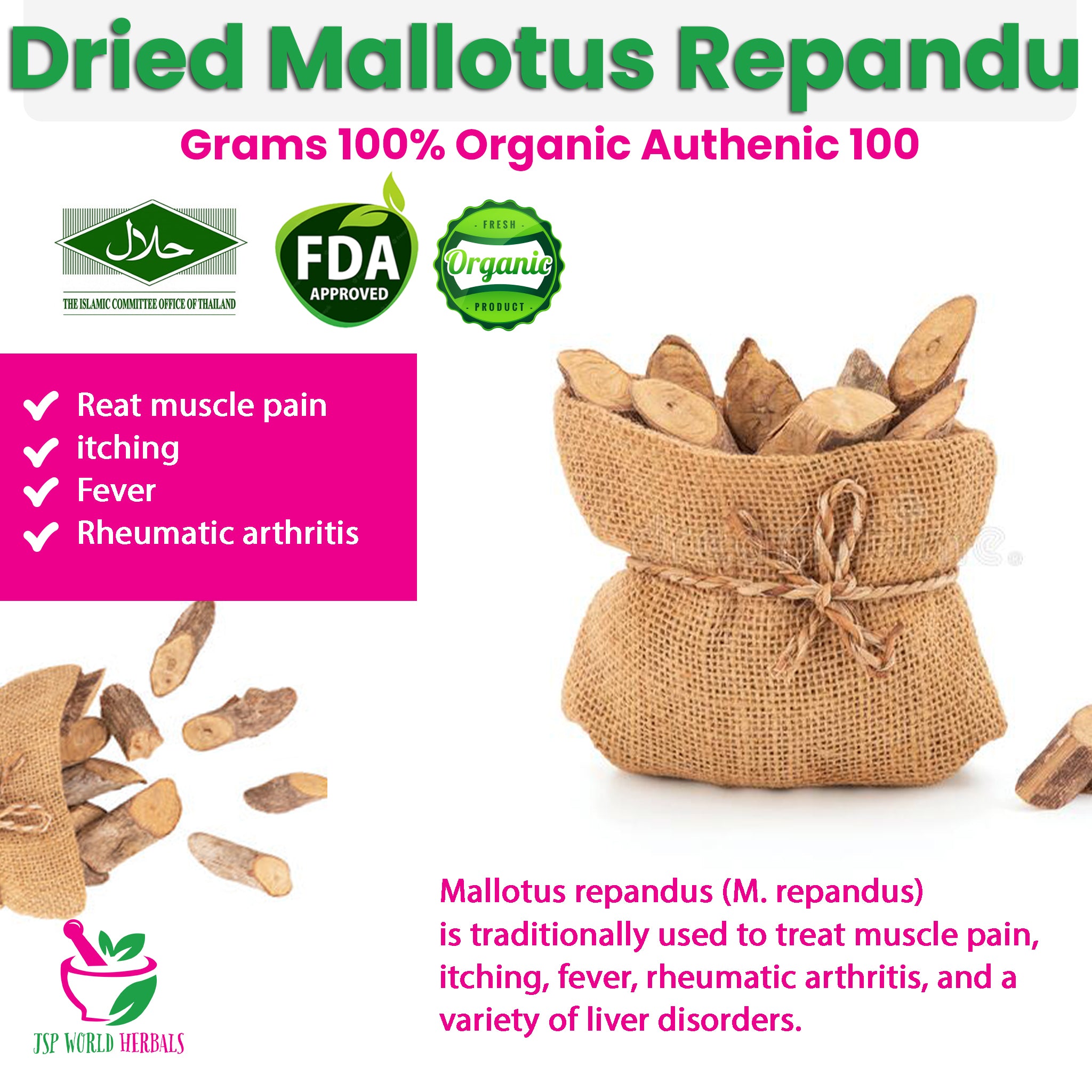 Dried Mallotus repandus 100 Grams 100% Organic Authenic