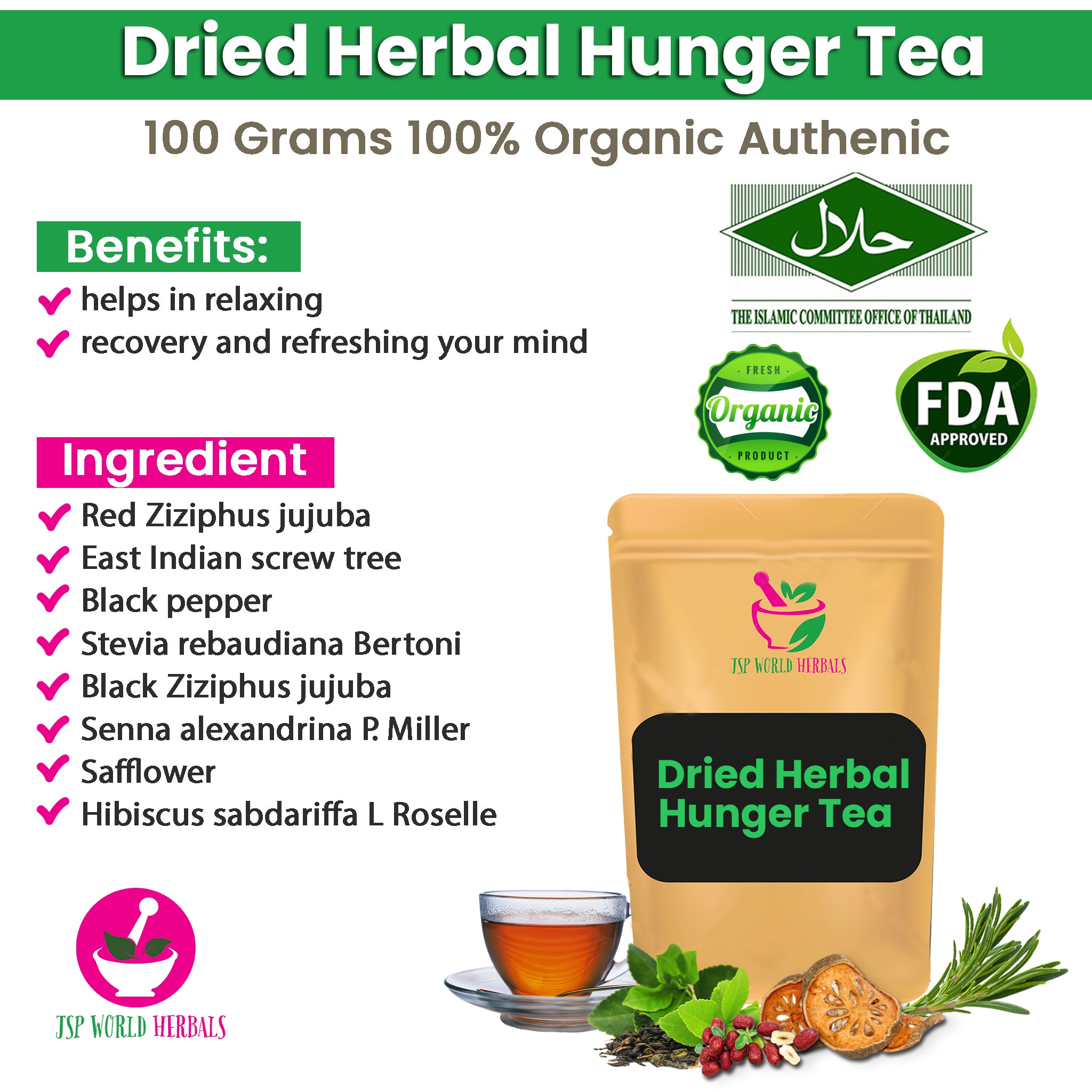  Herbal Hunger Tea, Recovery and refreshing your mind