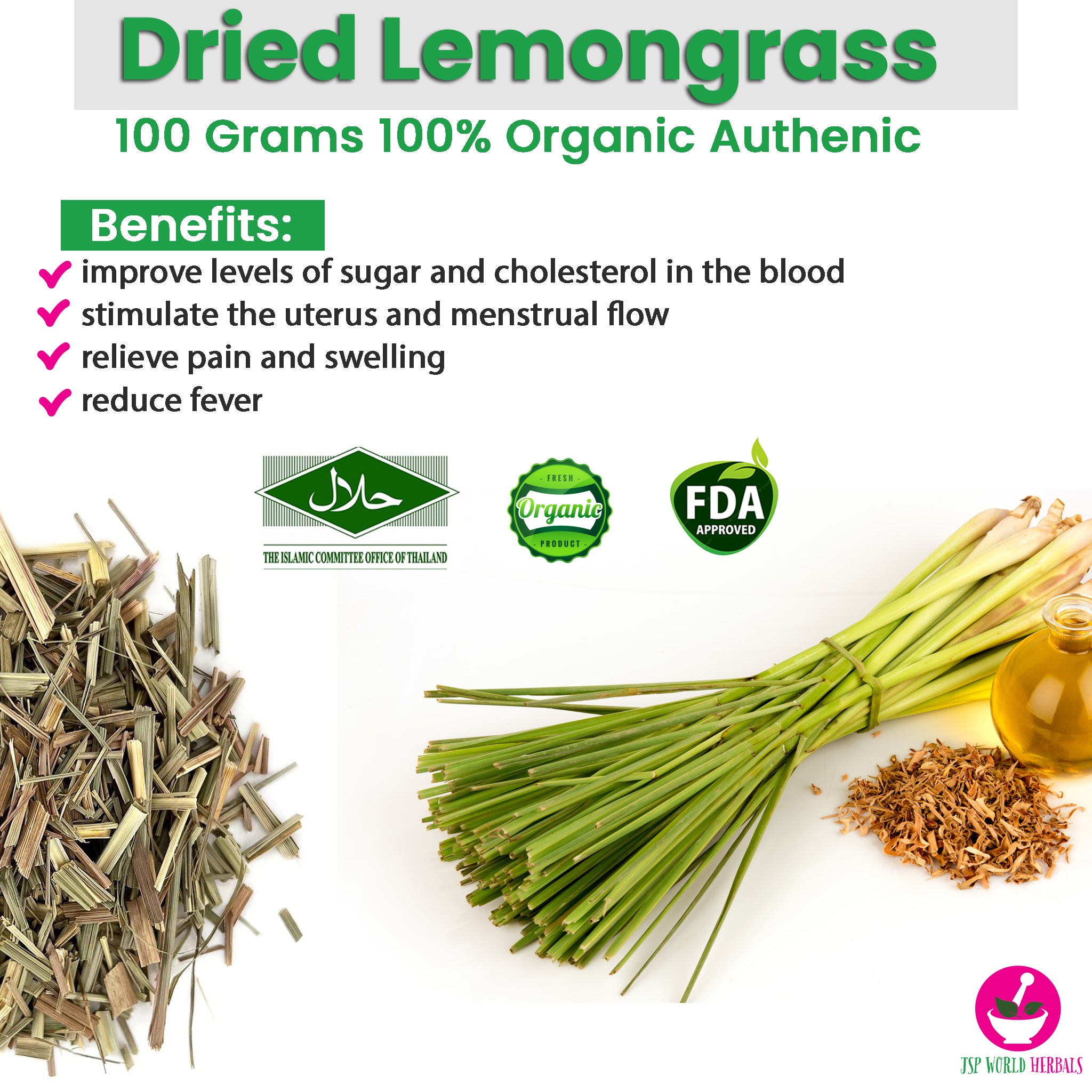 Dried Lemongrass 100 Grams 100% Organic Authenic