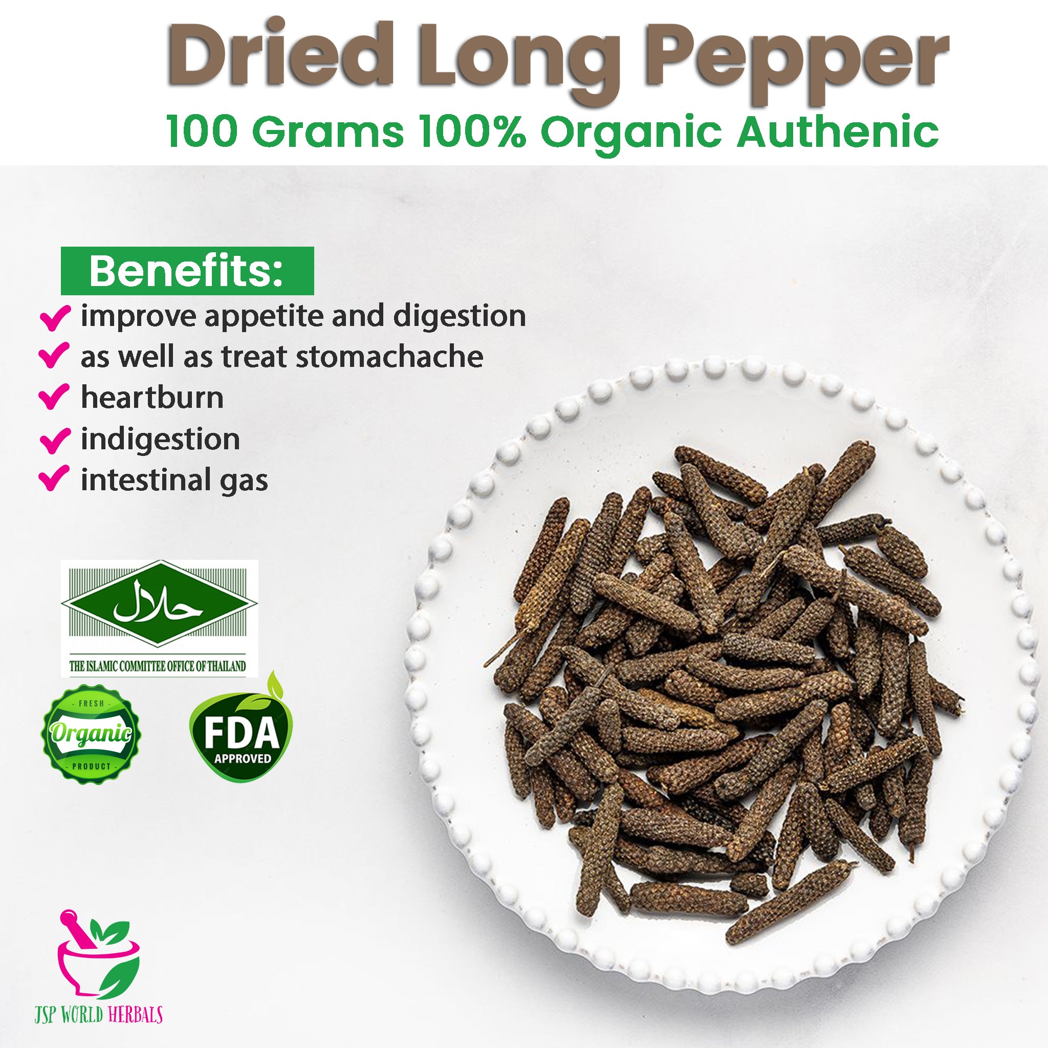 Dried Long pepper 100 Grams 100% Organic Authenic