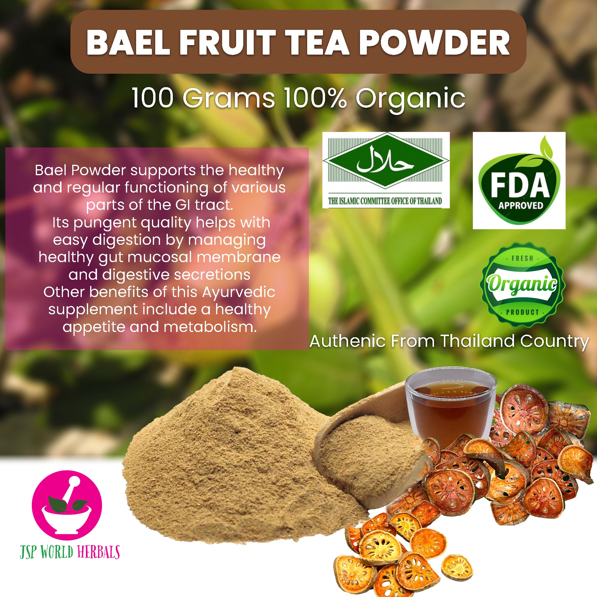 Bael Fruit Tea Powder, healthy appetite and metabolism. 