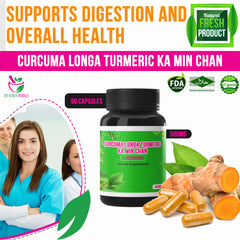 500mg Curcuma Longa Turmeric Ka Min Chan 90 Capsules Supports Digestion and Overall Health and Well-Being