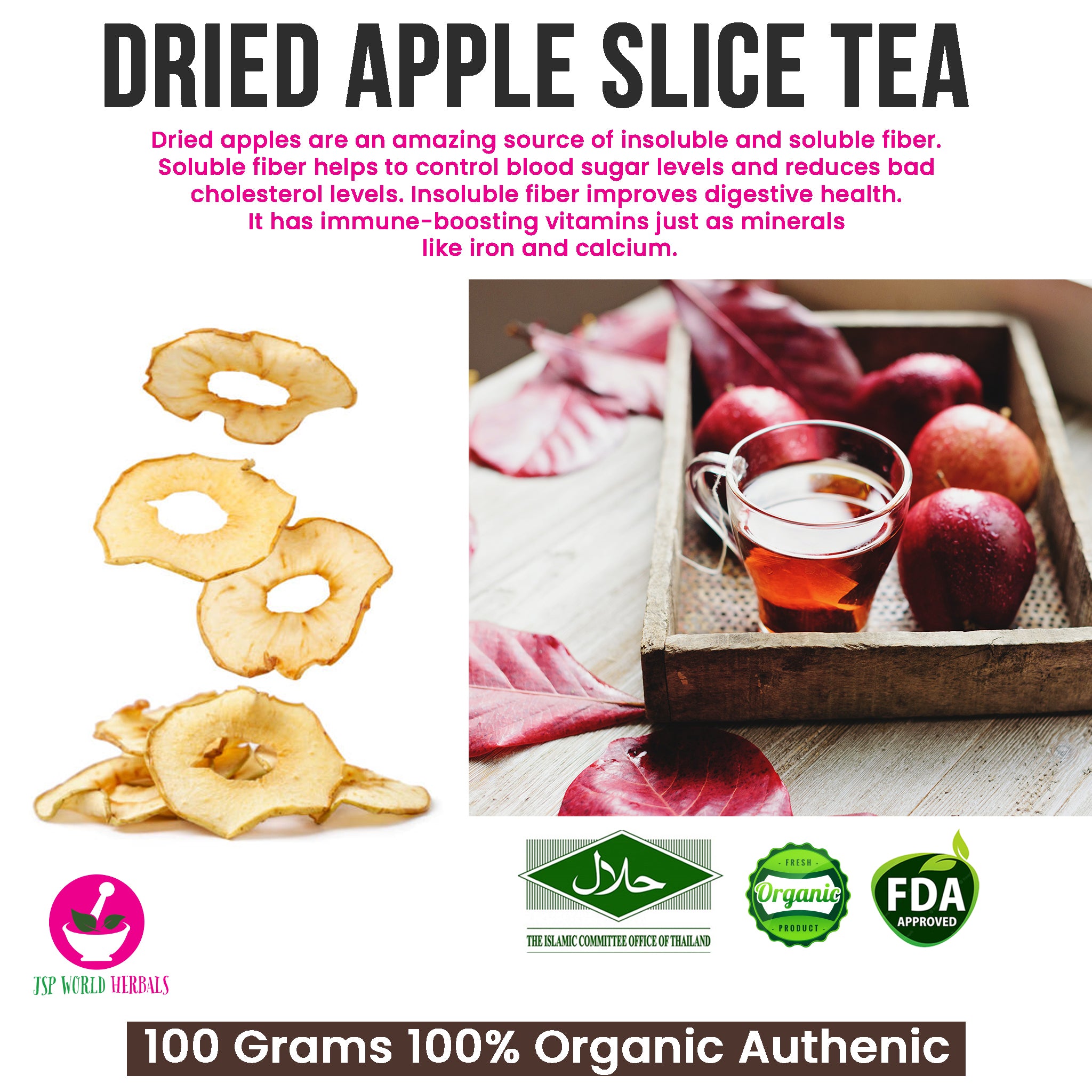 Dried Apple Slice Tea, control blood sugar levels, soluble fiber