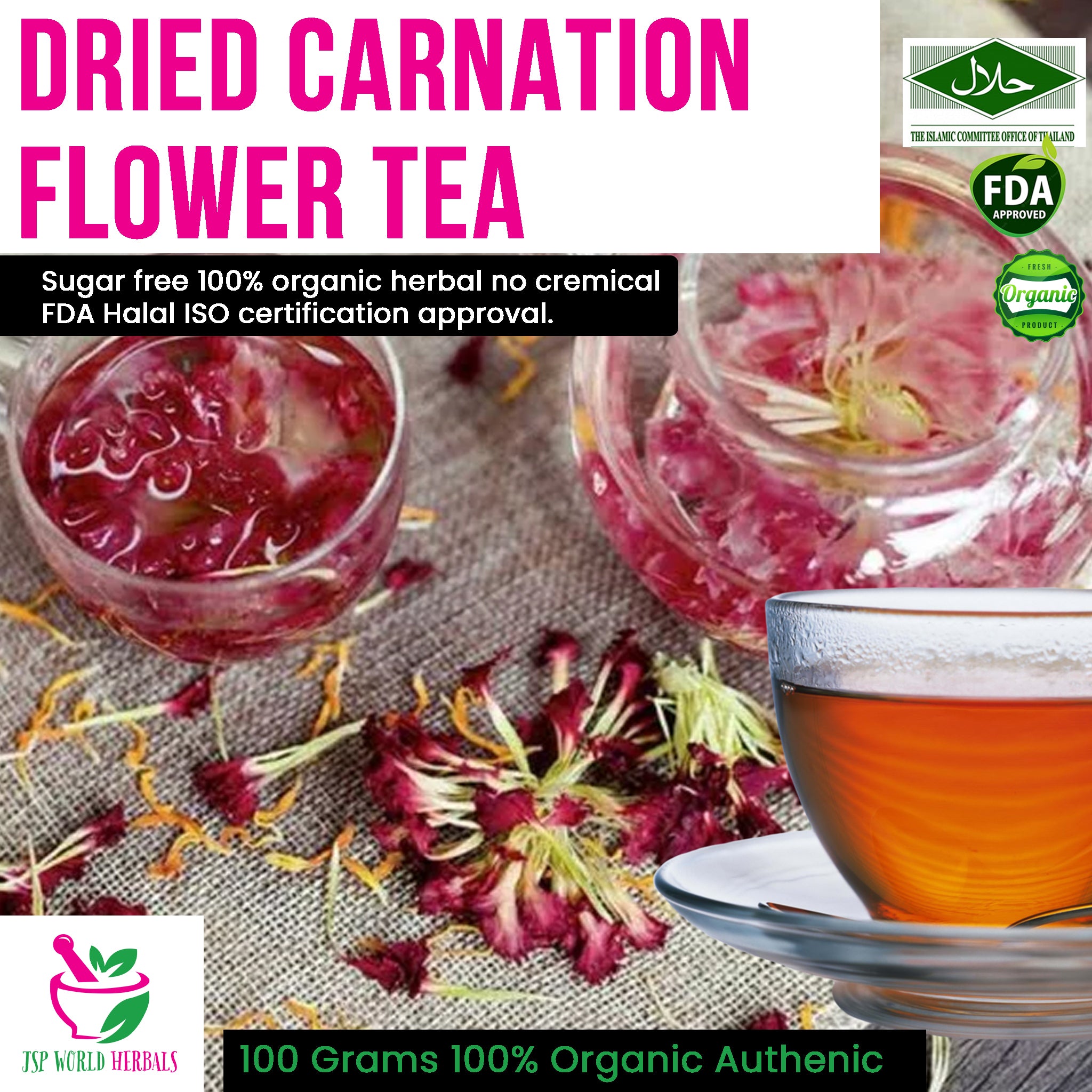 Dried Carnation Flower Tea, strengthens metabolism.