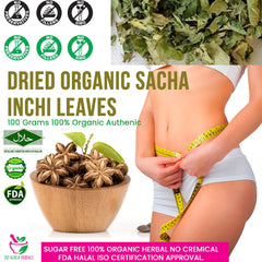 Dried Organic Sacha inchi leaves 100 Grams 100% Organic Authenic