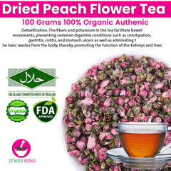 Dried Peach Flower Tea (Peach blossom) 100 Grams 100% Organic Authenic