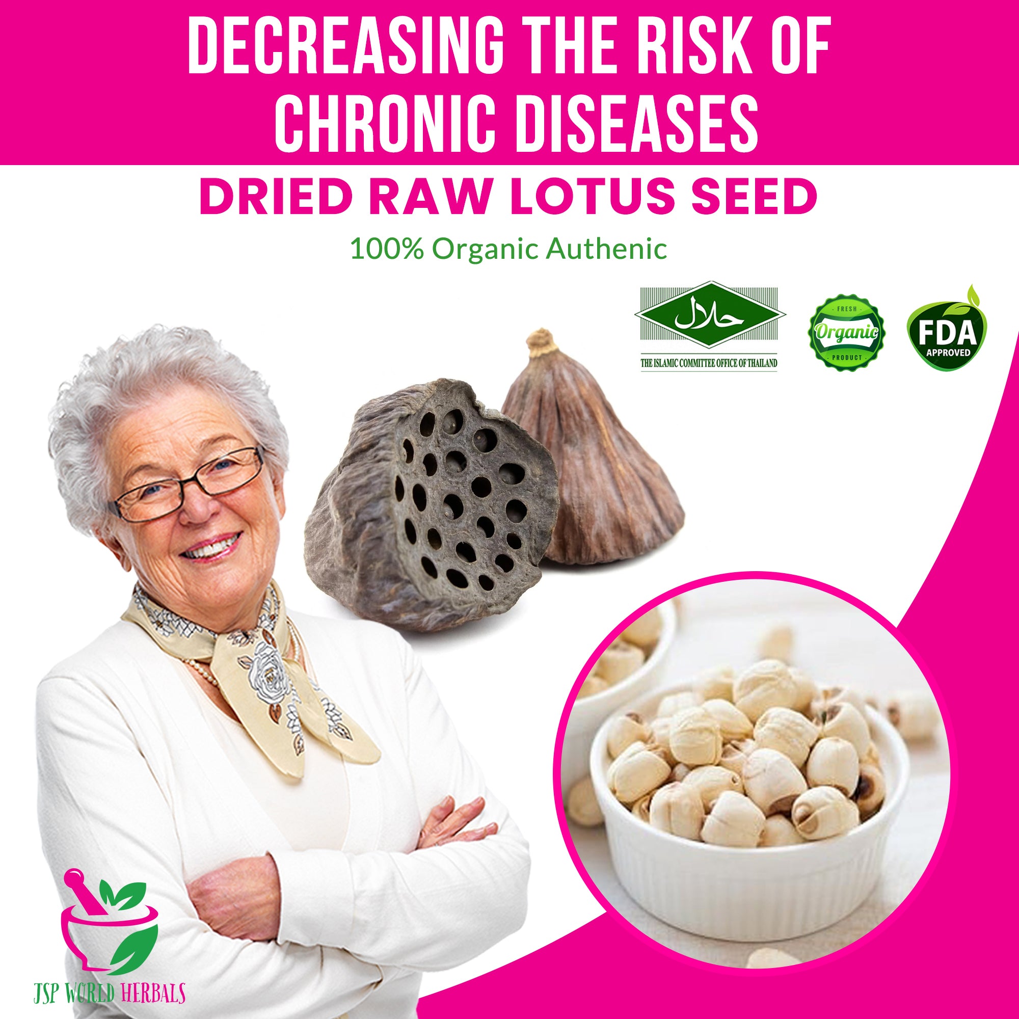 Dried Raw lotus seed 100 Grams 100% Organic Authenic