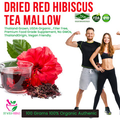 Dried Red Hibiscus Tea Mallow (Malvaceae) 100 Grams 100% Organic Authenic