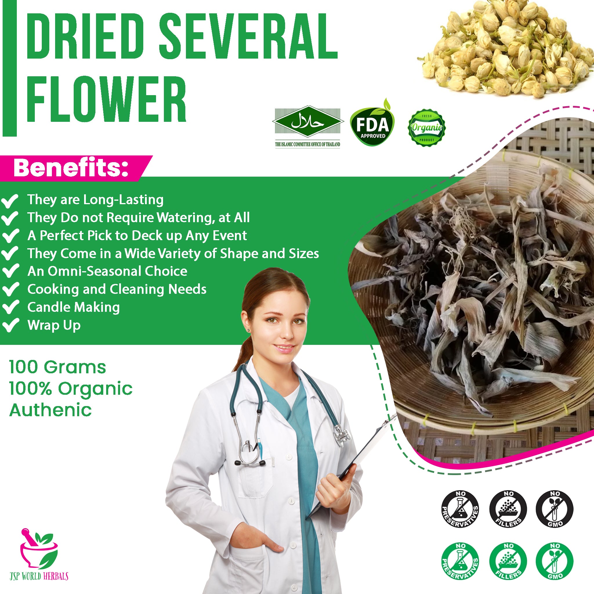 Dried Several flower 100 Grams 100% Organic Authenic