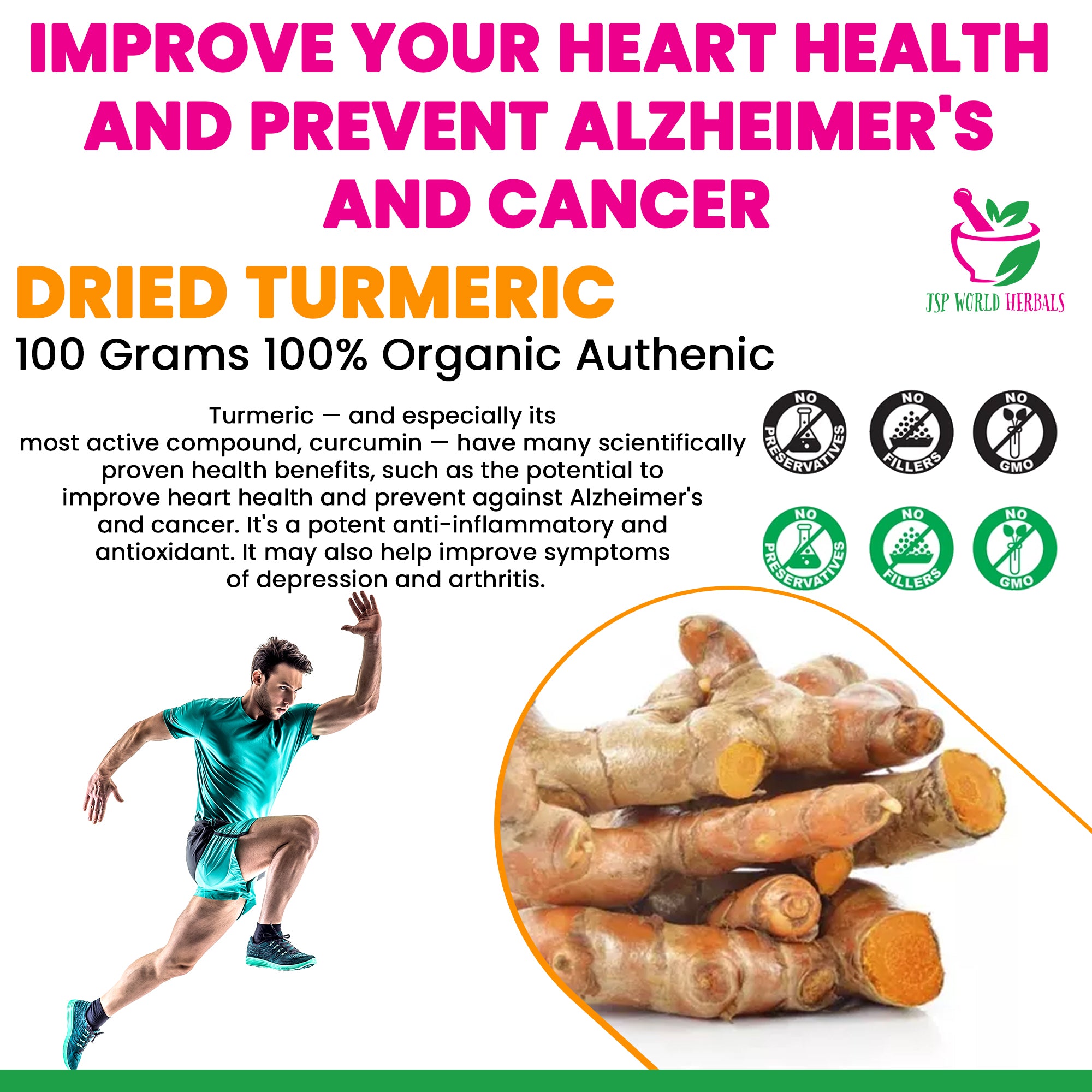 Dried Turmeric 100 Grams 100% Organic Authenic