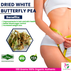 Dried White Butterfly pea 100 Grams 100% Organic Authenic