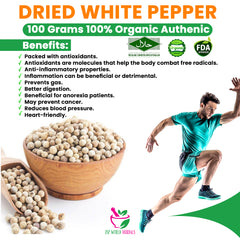 Dried White Pepper 100 Grams 100% Organic Authenic