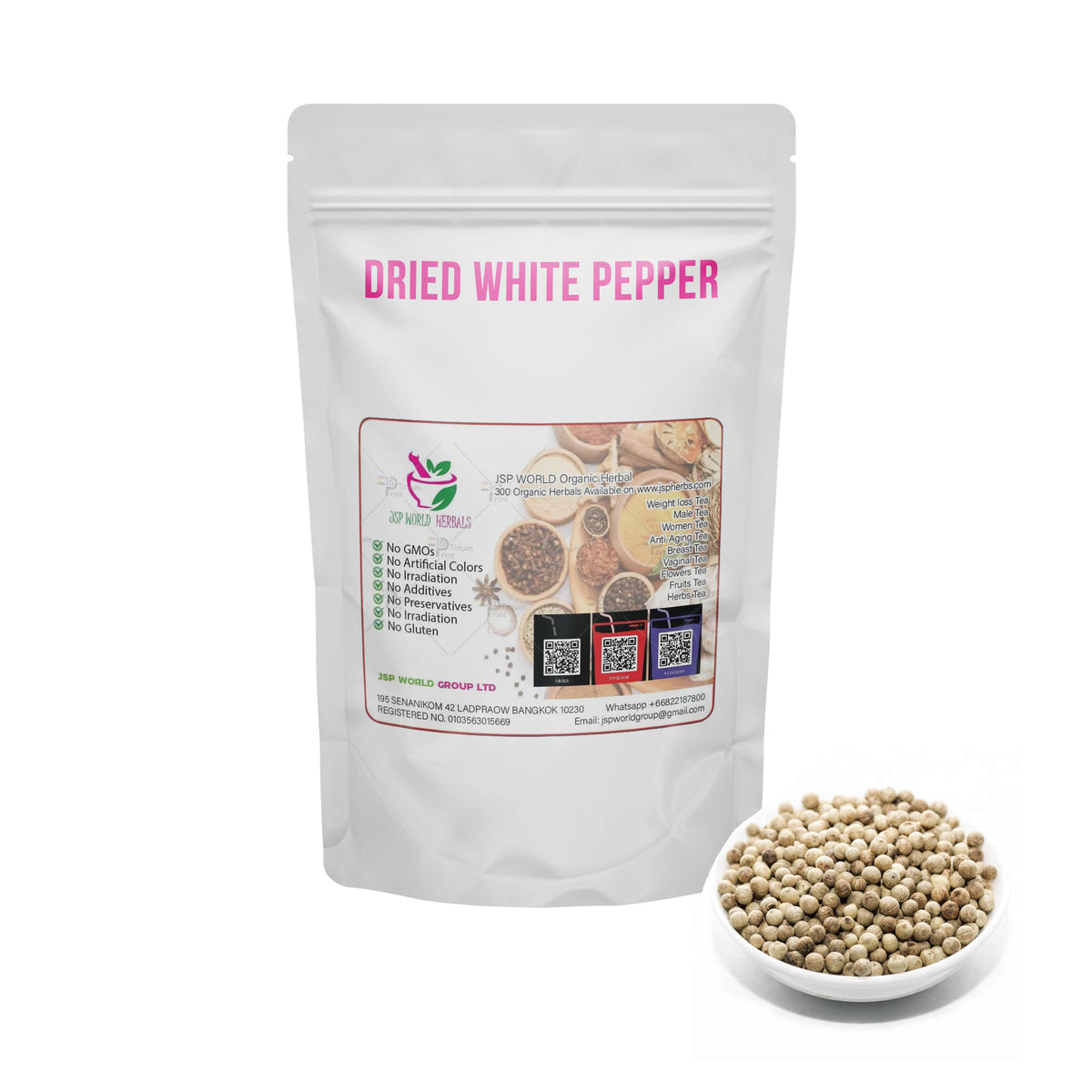 Dried White Pepper 100 Grams 100% Organic Authenic