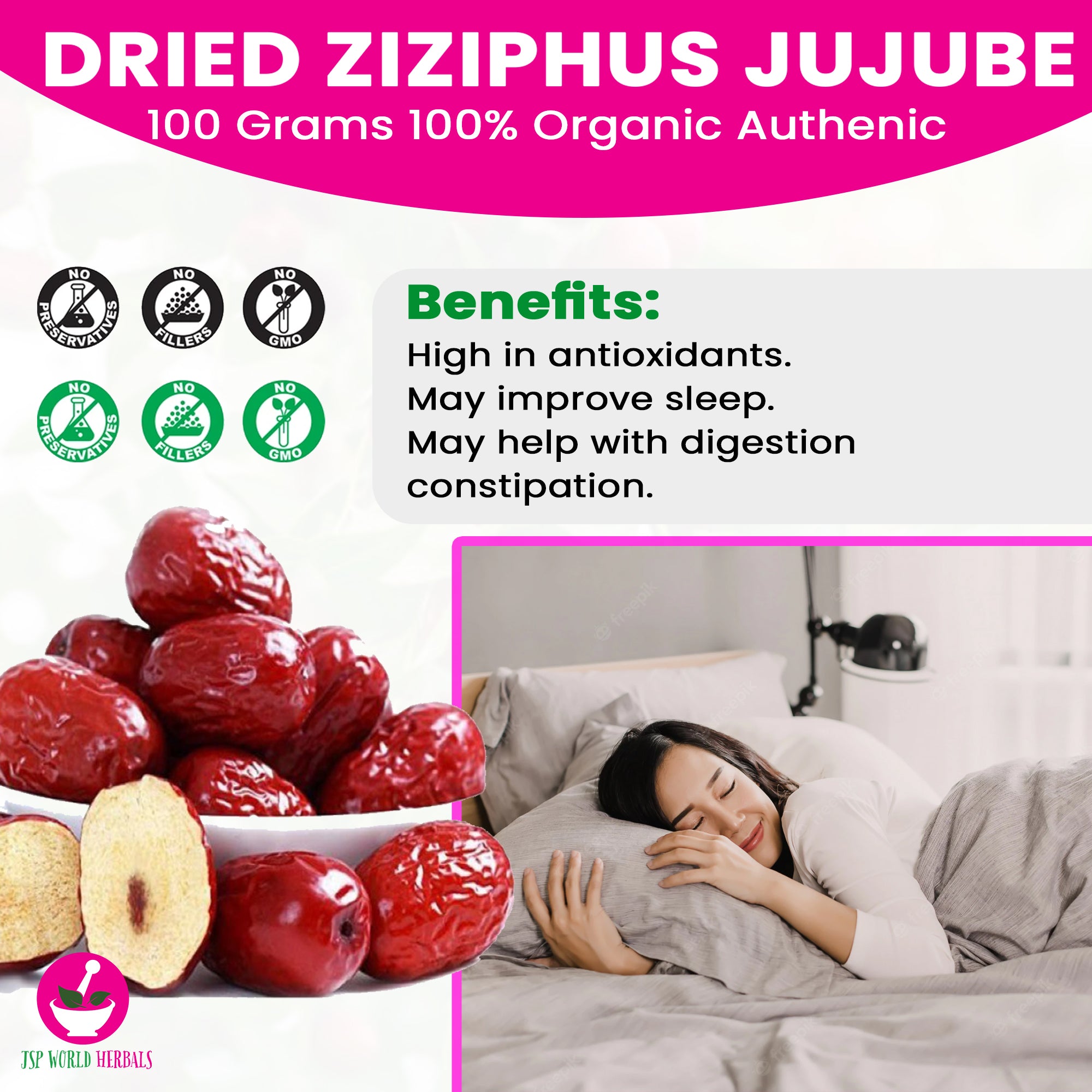 Dried Ziziphus jujube 100 Grams 100% Organic Authenic