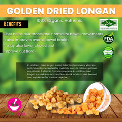 Golden Dried Longan 100 Grams 100% Organic Authenic