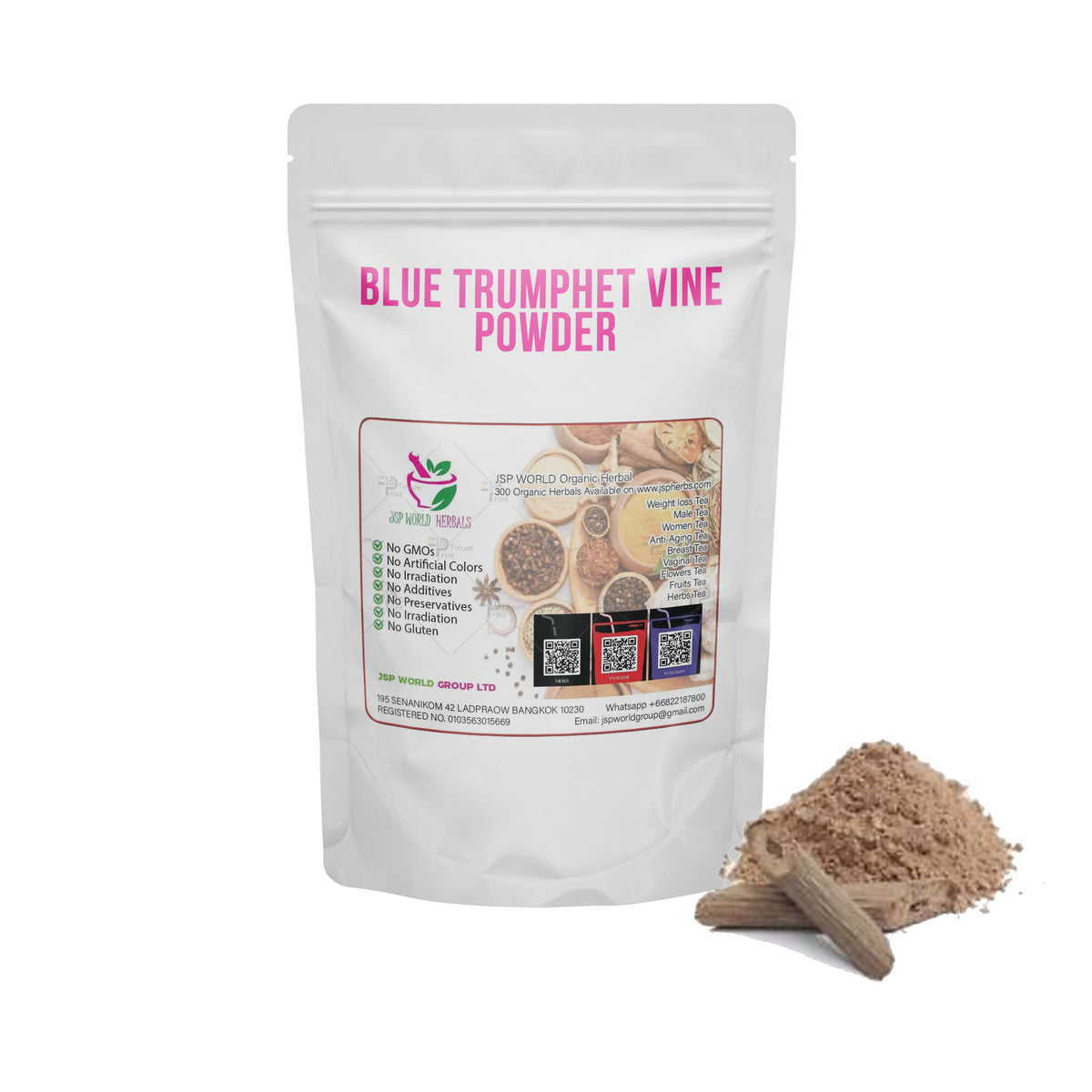 Laurel clockvine, Blue trumphet vine Powder (Thunbergia laurifolia Lindl.) Rang-Jeud 100 Grams 100% Organic Authenic