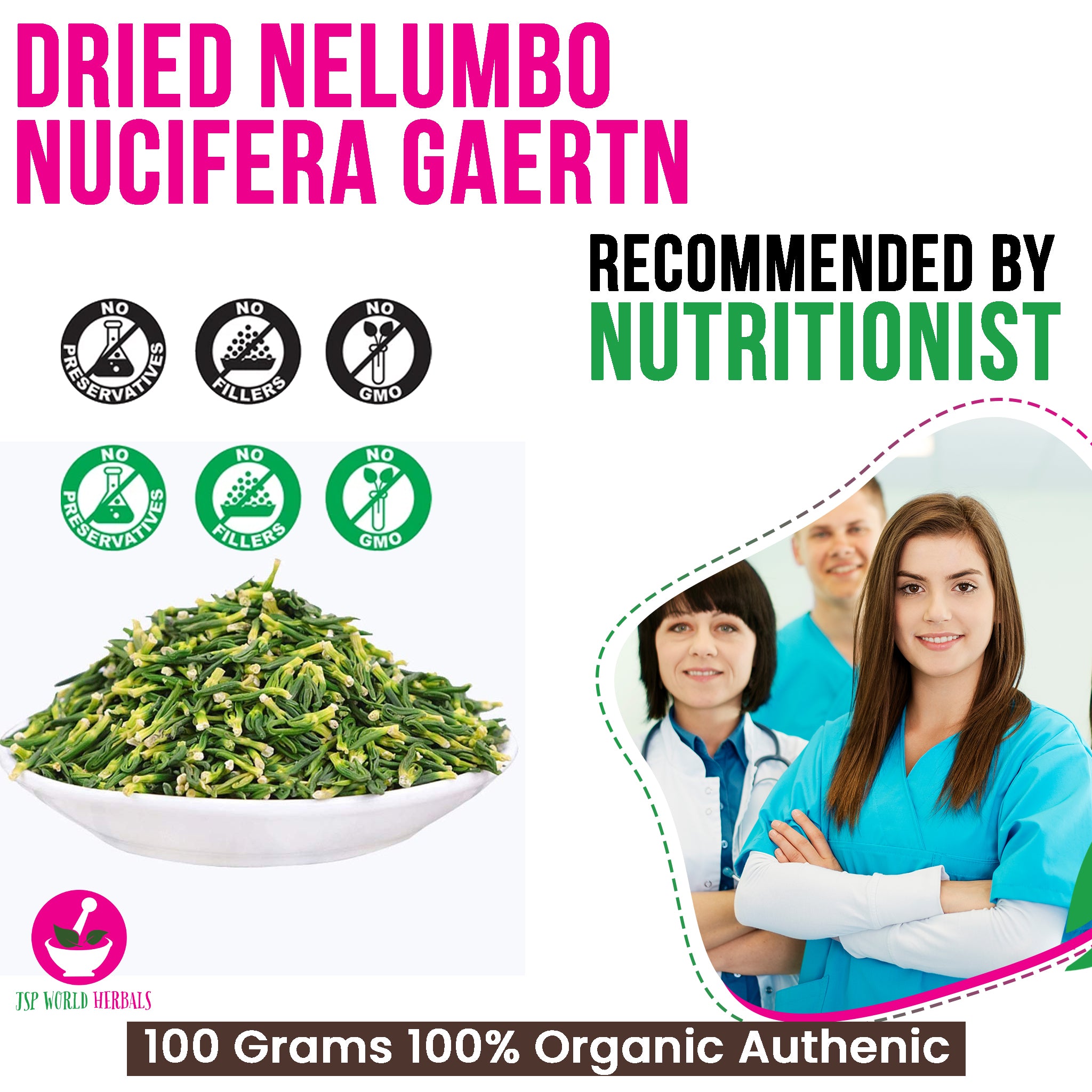 Dried Nelumbo nucifera Gaertn 100 Grams 100% Organic Authenic