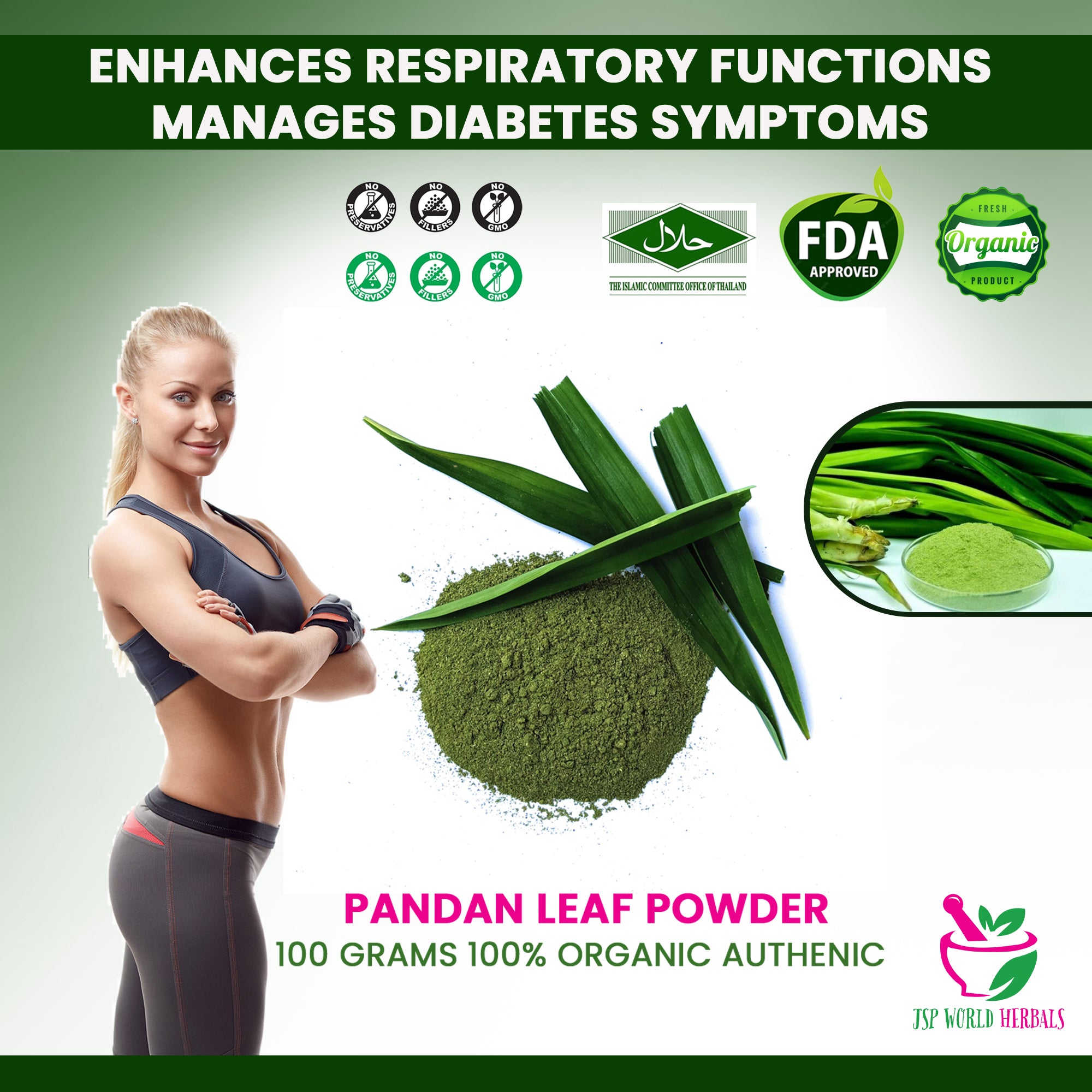 Pandan Leaf Powder 100 Grams 100% Organic Authenic