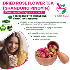 Dried Rose Flower Tea (Shandong Pingyin) Pink 100 Grams 100% Organic Authenic