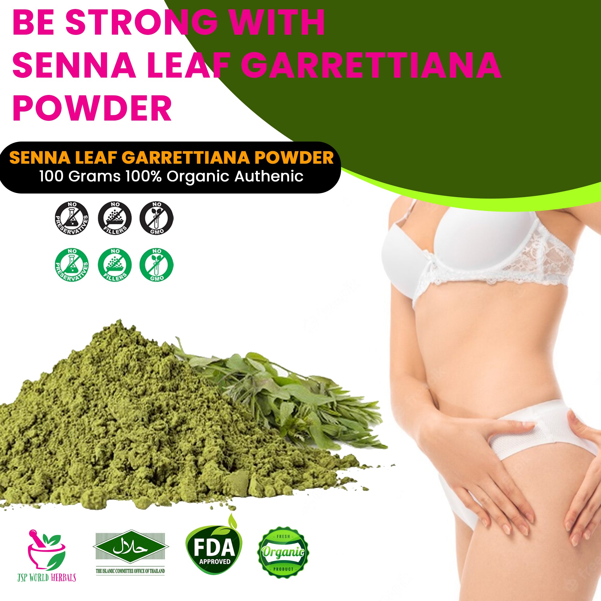 Senna Leaf Garrettiana Powder 100 Grams 100% Organic Authenic