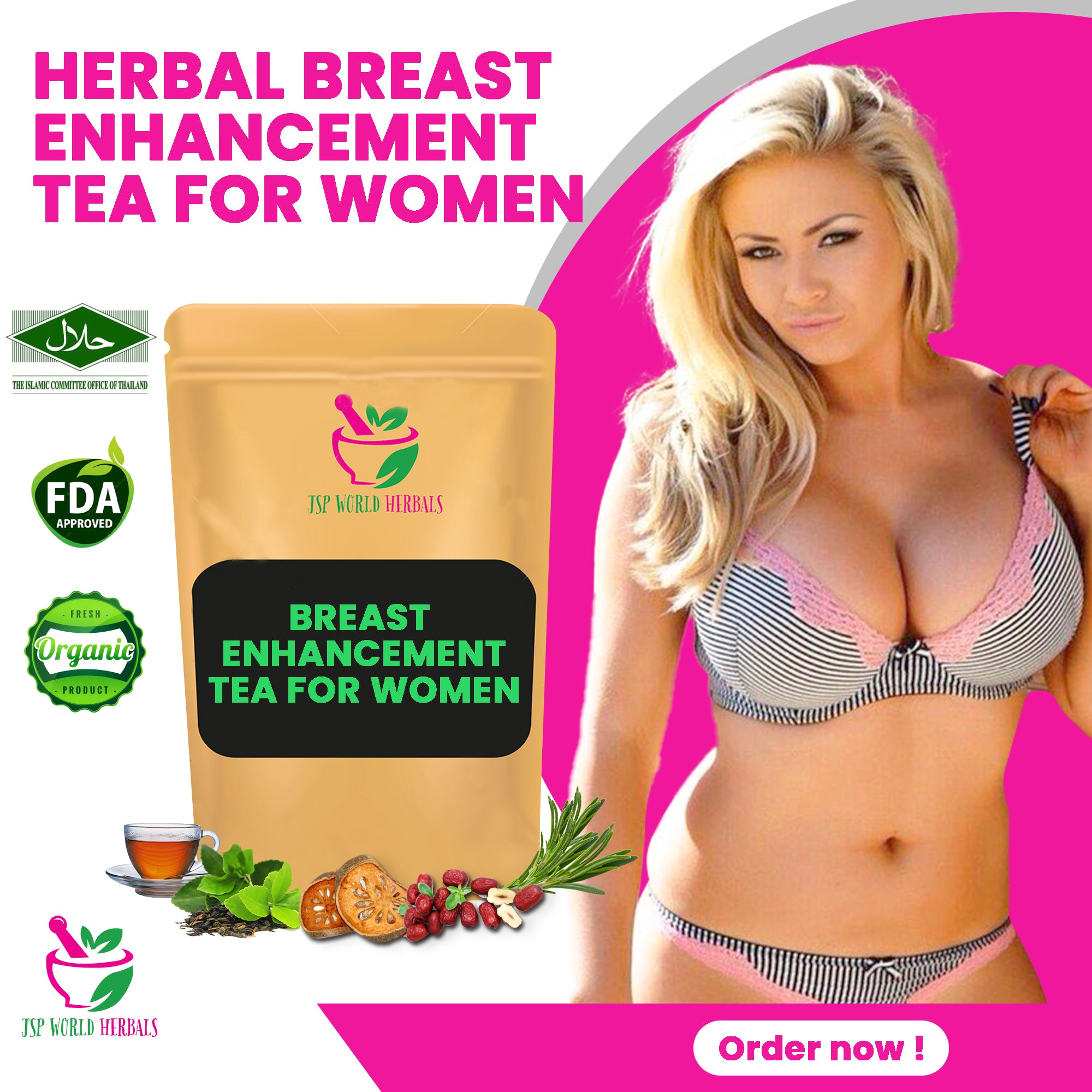 9 Herbal Breast enhancement Tea 20 days Result. 20 sachets / pack